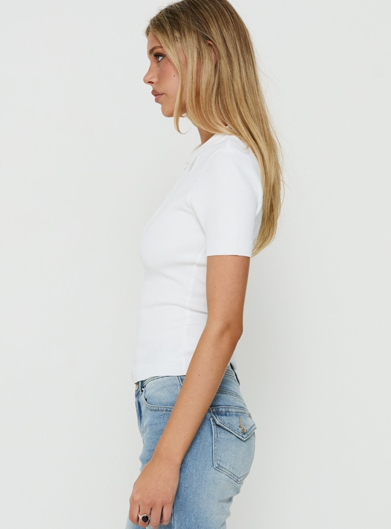 Happened One Night Keyhole Blouse Top White