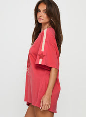 Fast Track Oversized Graphic Top Red