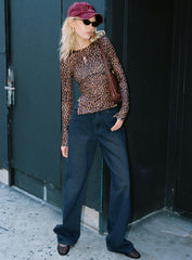 California King Mid Rise Straight Leg Jeans Dark Blue