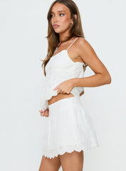 Tiriah Embroidered Mini Skirt White