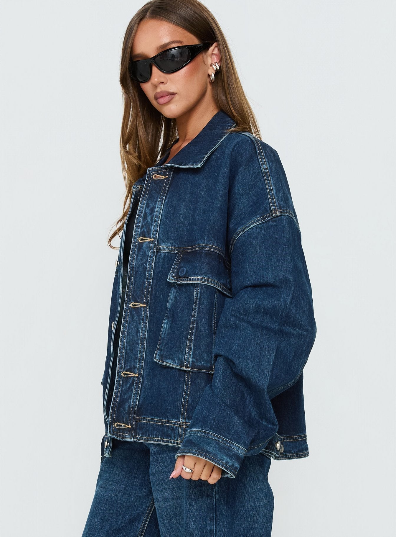 Kier Oversized Jacket Denim Dark Blue Wash