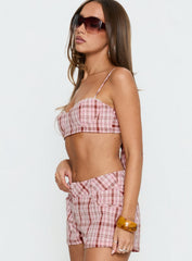 Kosi Micro Crop Bra Top Pink Check