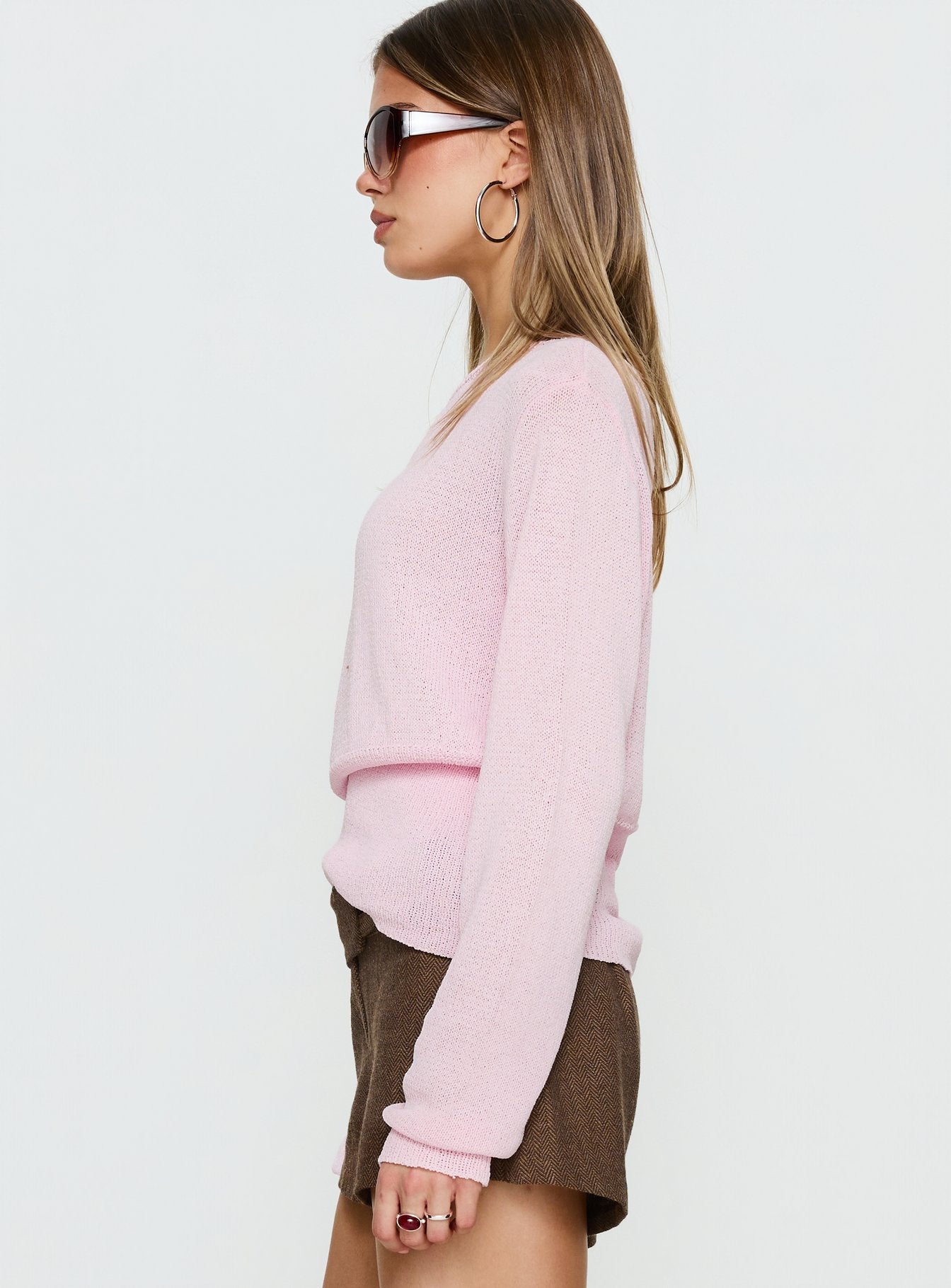 Xaria Off Shoulder Knit Sweater Pink