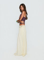Velvet Storm Tie Detail Flowy Maxi Skirt Cream