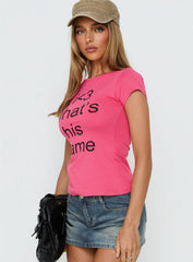 What's His Name Graphic Top Hot Pink