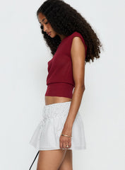 Cloud Tempo Boat Neck Cinched Knit Top Wine
