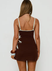 Kaylana Knit Graphic Mini Dress Brown / Blue