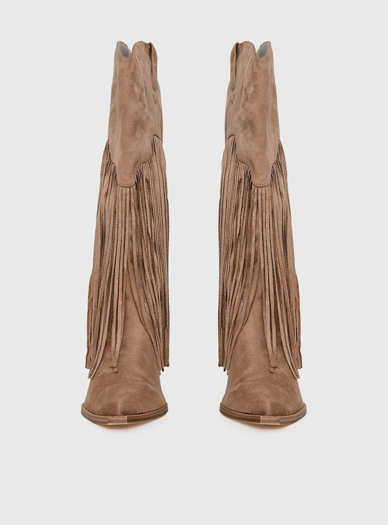 Like An Angel Faux Suede Tassel Knee High Boots Tan