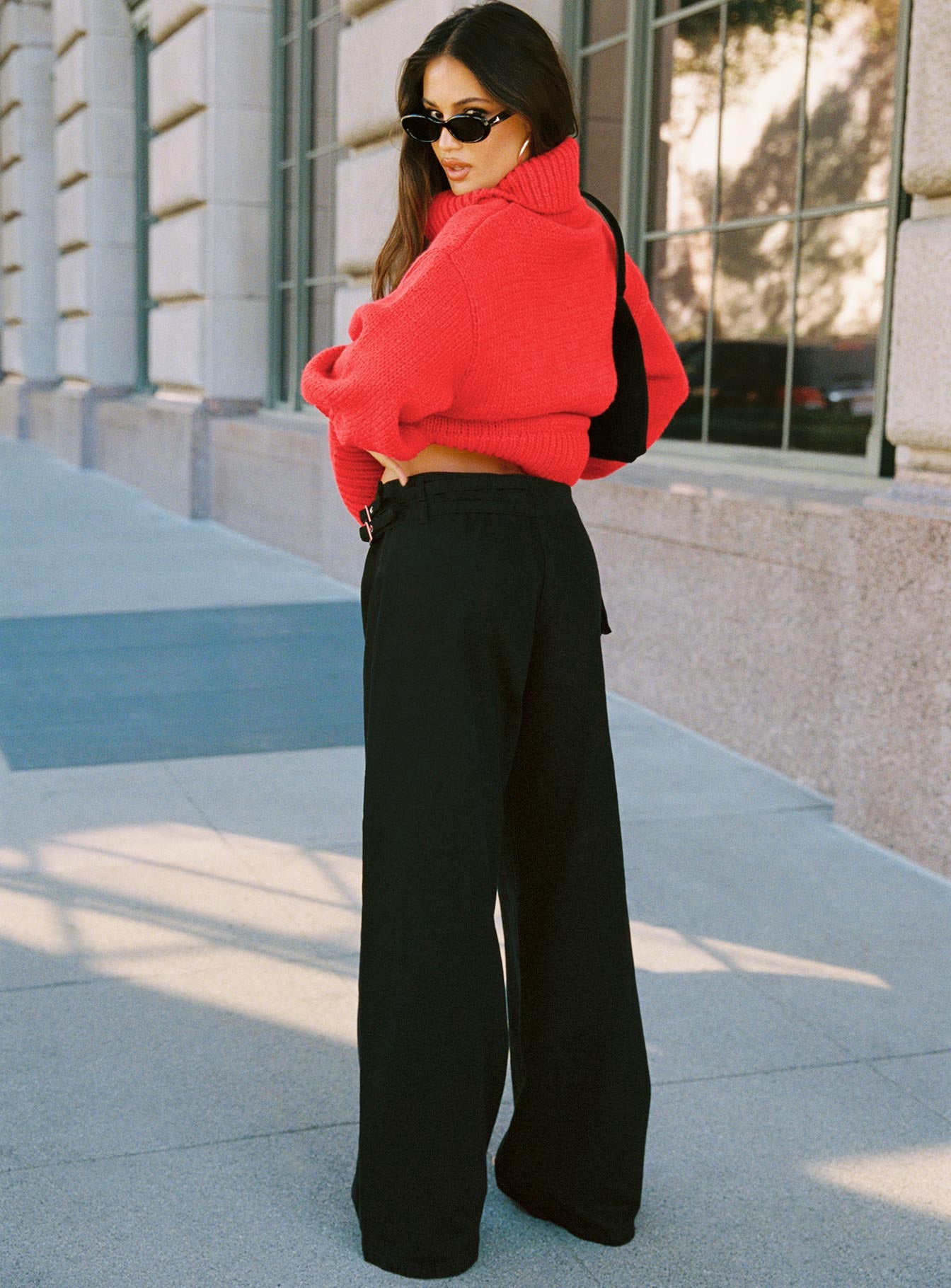 Paltrow Mid Rise Wide Leg Cargo Jeans Black