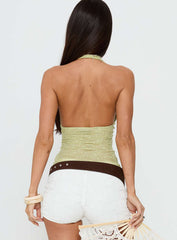 Snowdrift Lace Halter Top Green