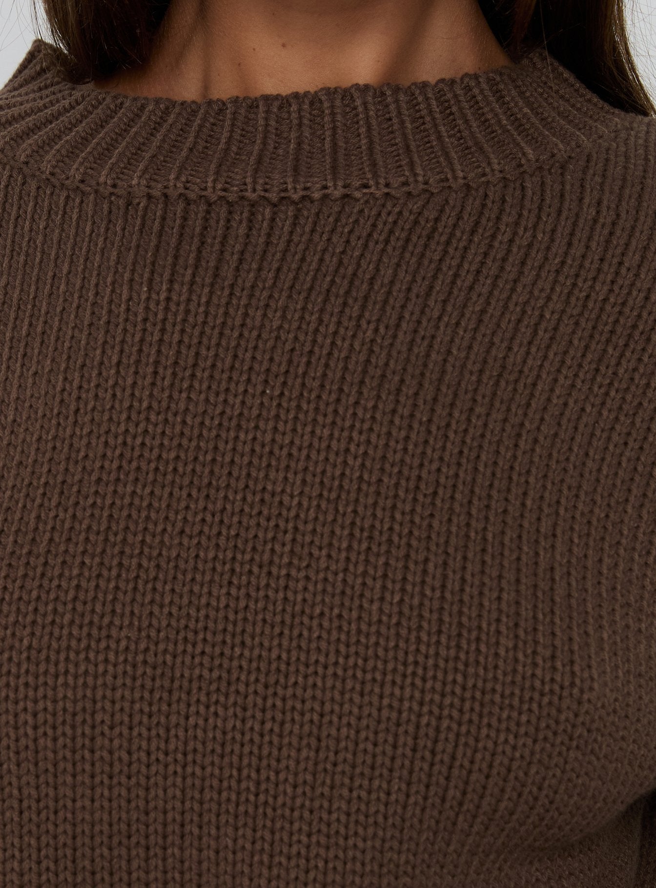 Harmony Balloon Sleeve Knit Sweater Dark Brown