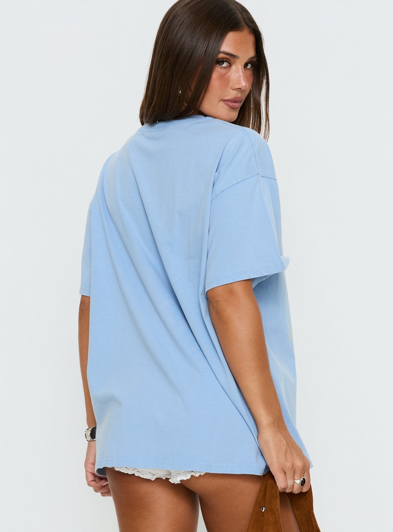 Full Bloom Oversized Graphic Tee Washed Blue