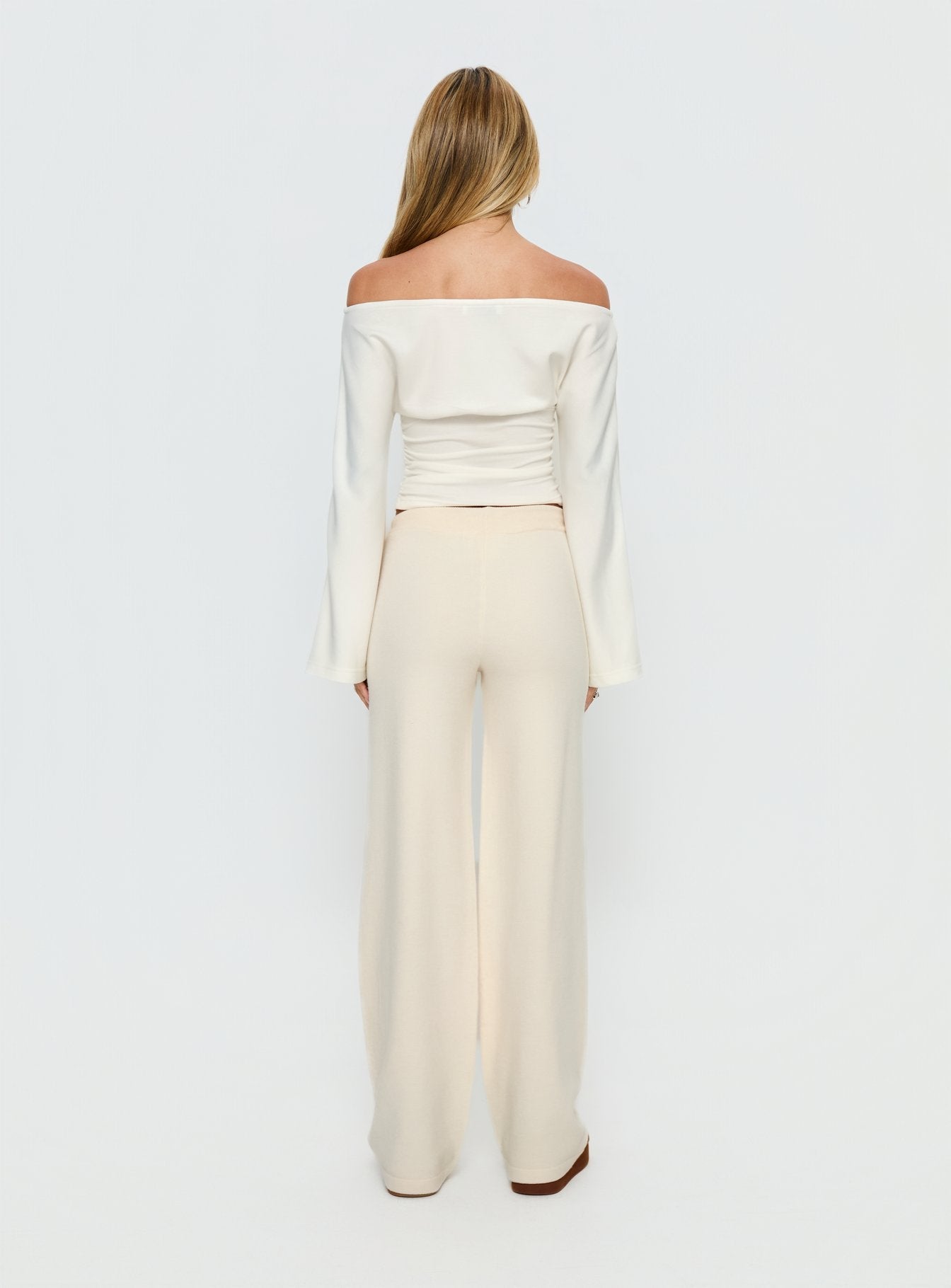 Felisha Low Waist Knit Pants White