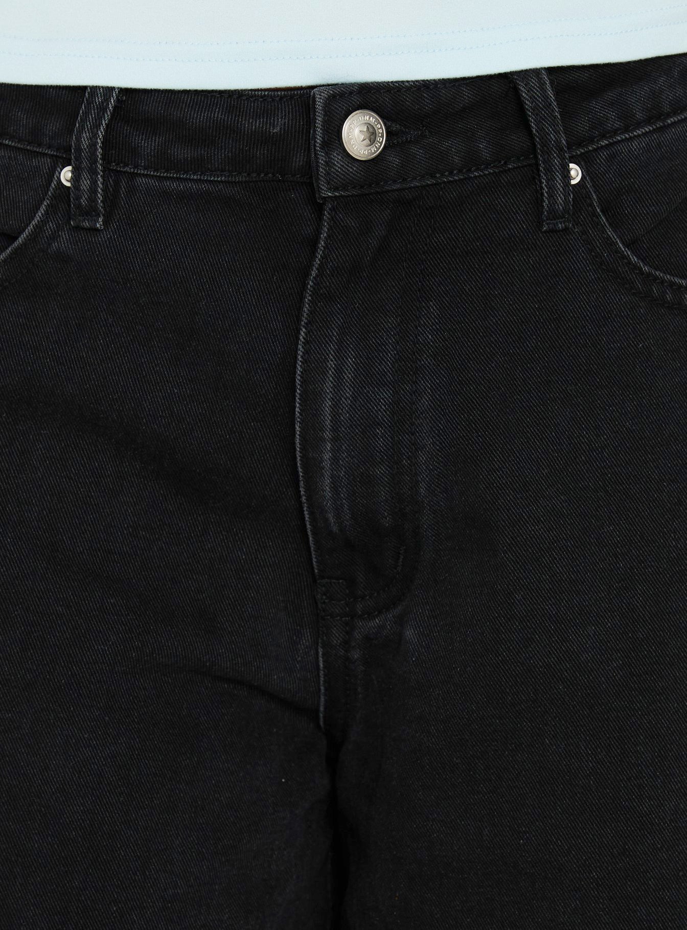 Naylor Mid Rise Wide Leg Jeans Washed Black Tall