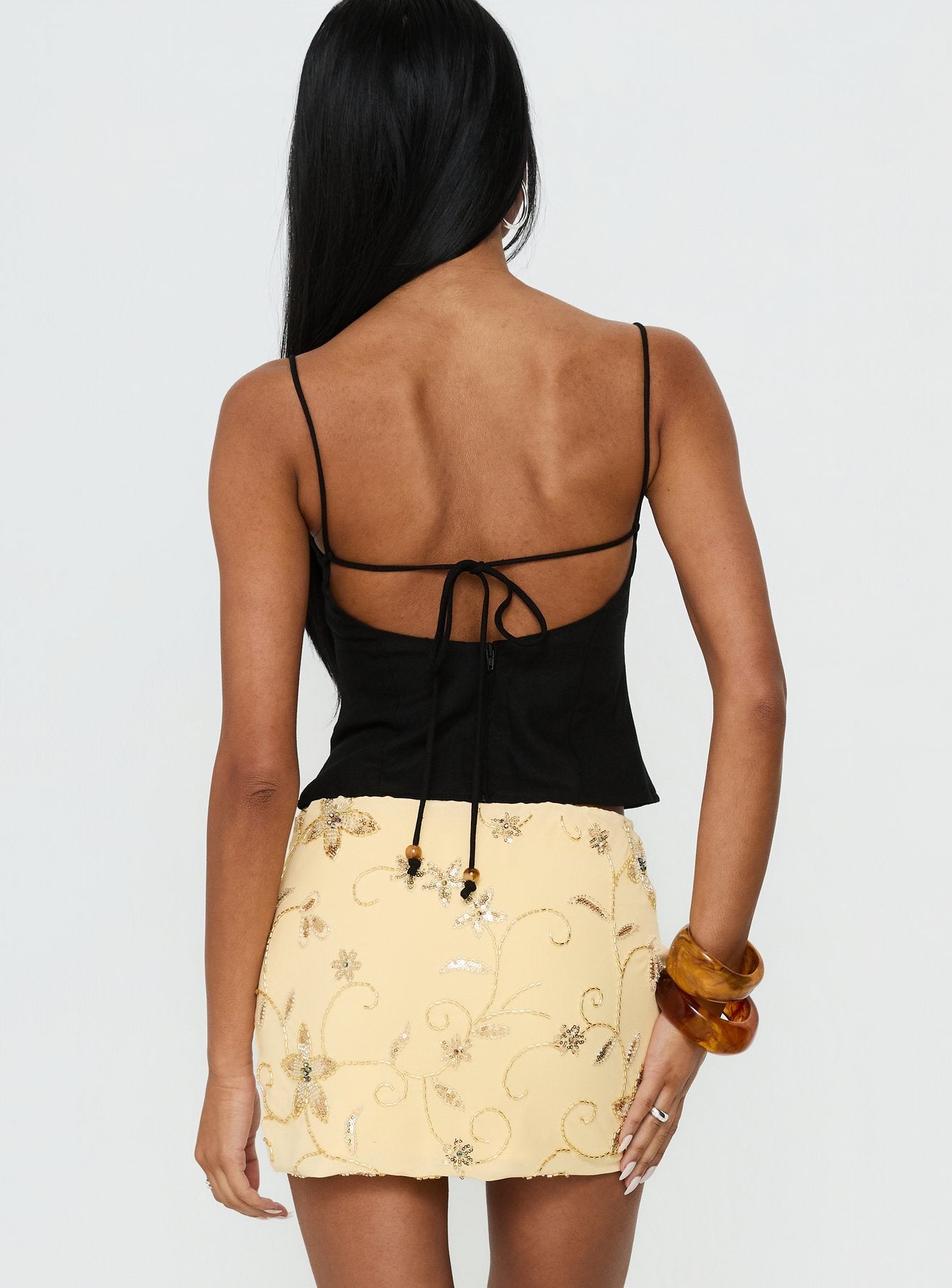 Karessa Beaded Top Black