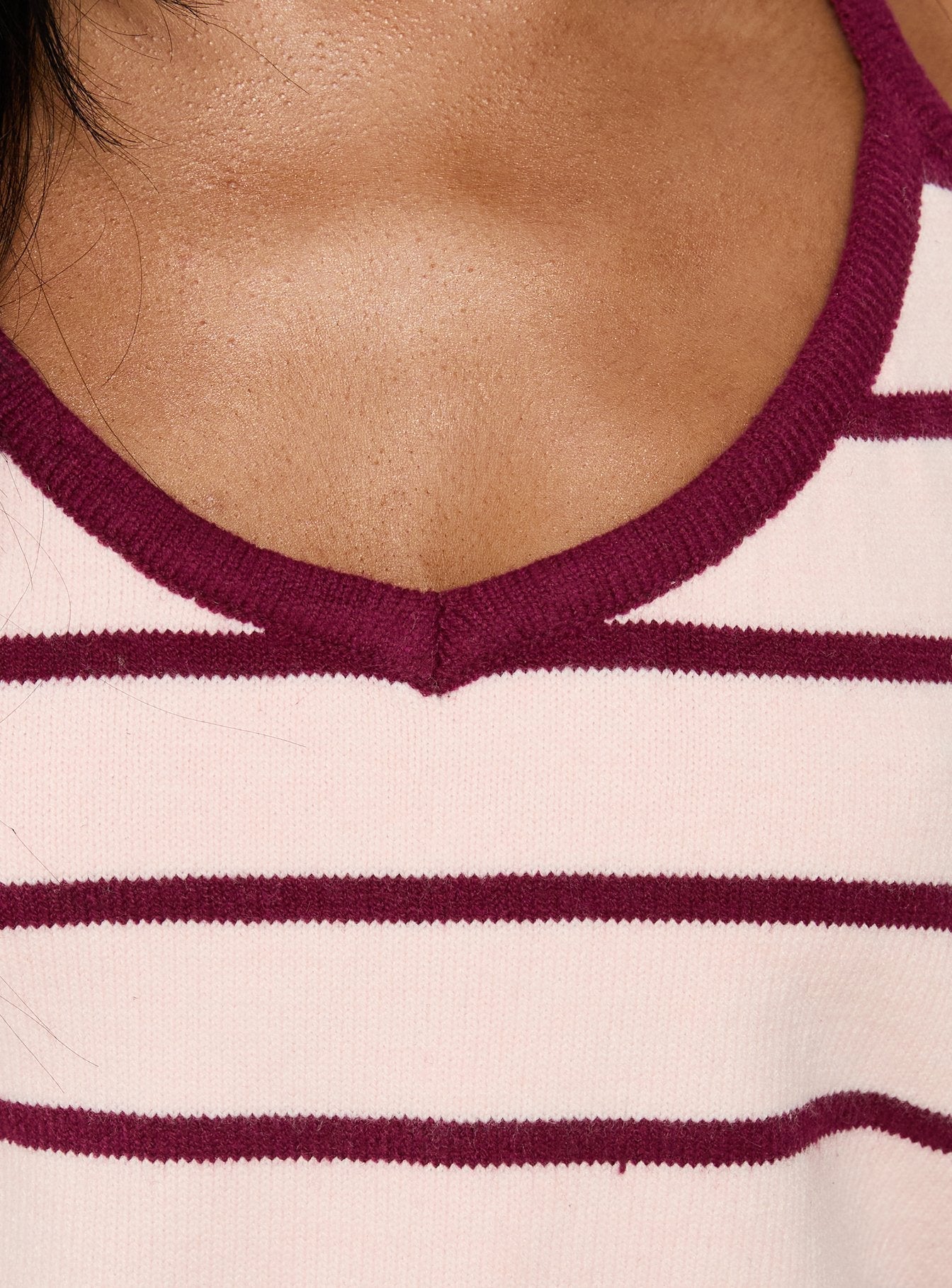 Is It True Halter Neck Top Pink / Burgundy Stripe
