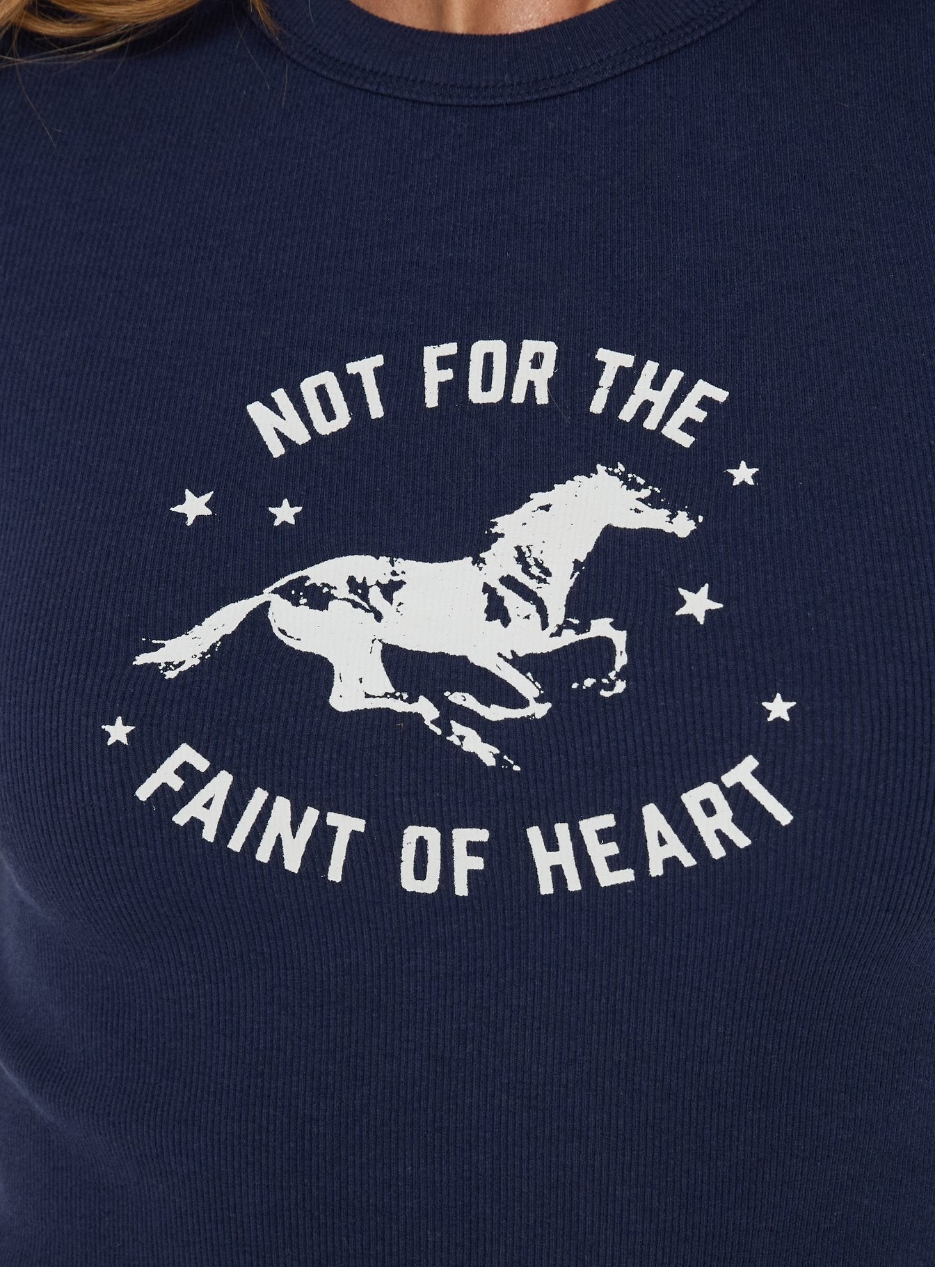 Faint of Heart Graphic Baby Tee Navy