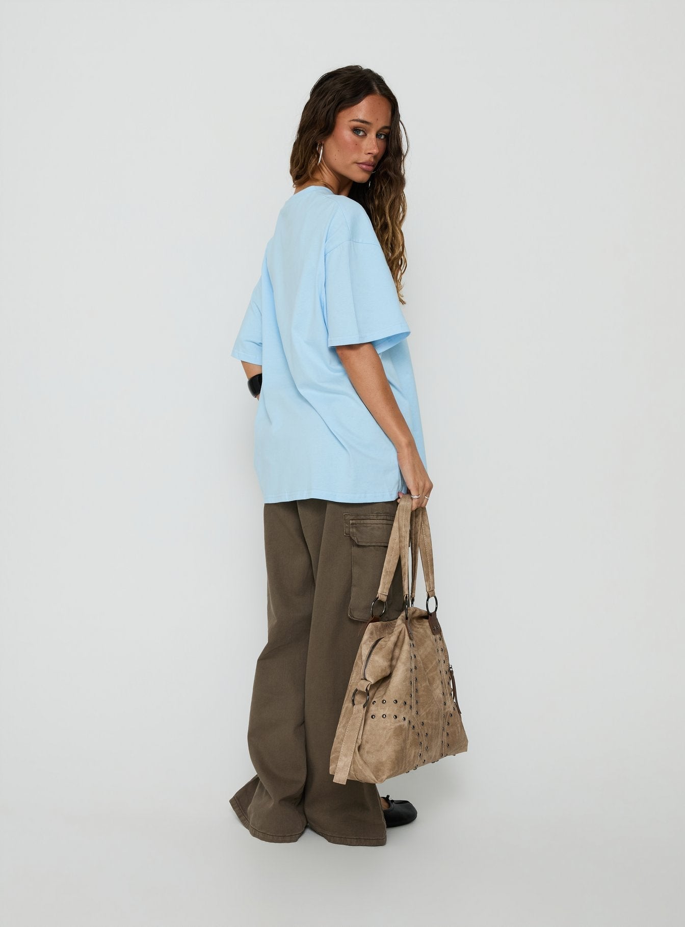 Some Call Me Charming Oversized Graphic Tee Light Blue