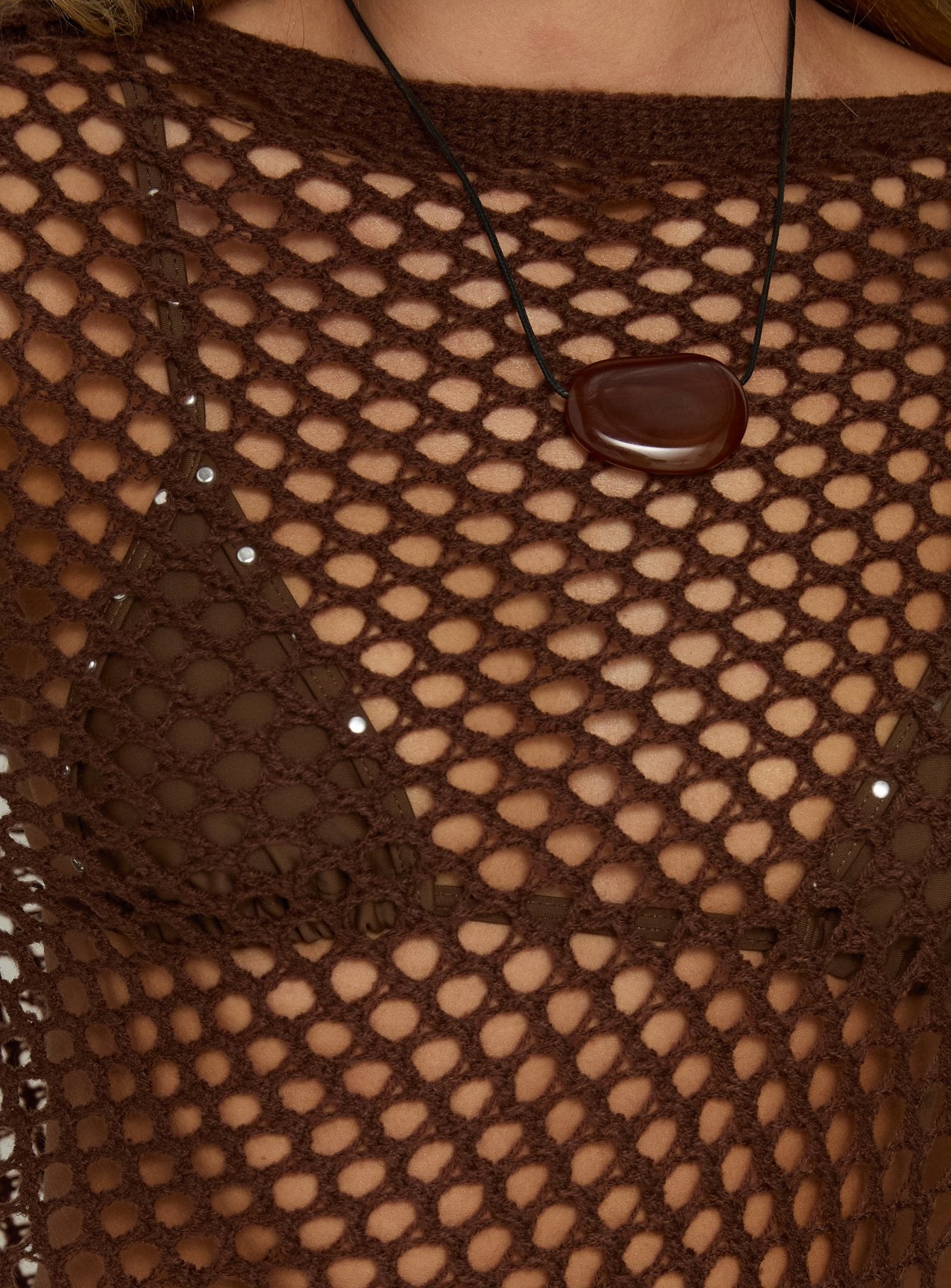 Skylor Sheer Off Shoulder Poncho Brown