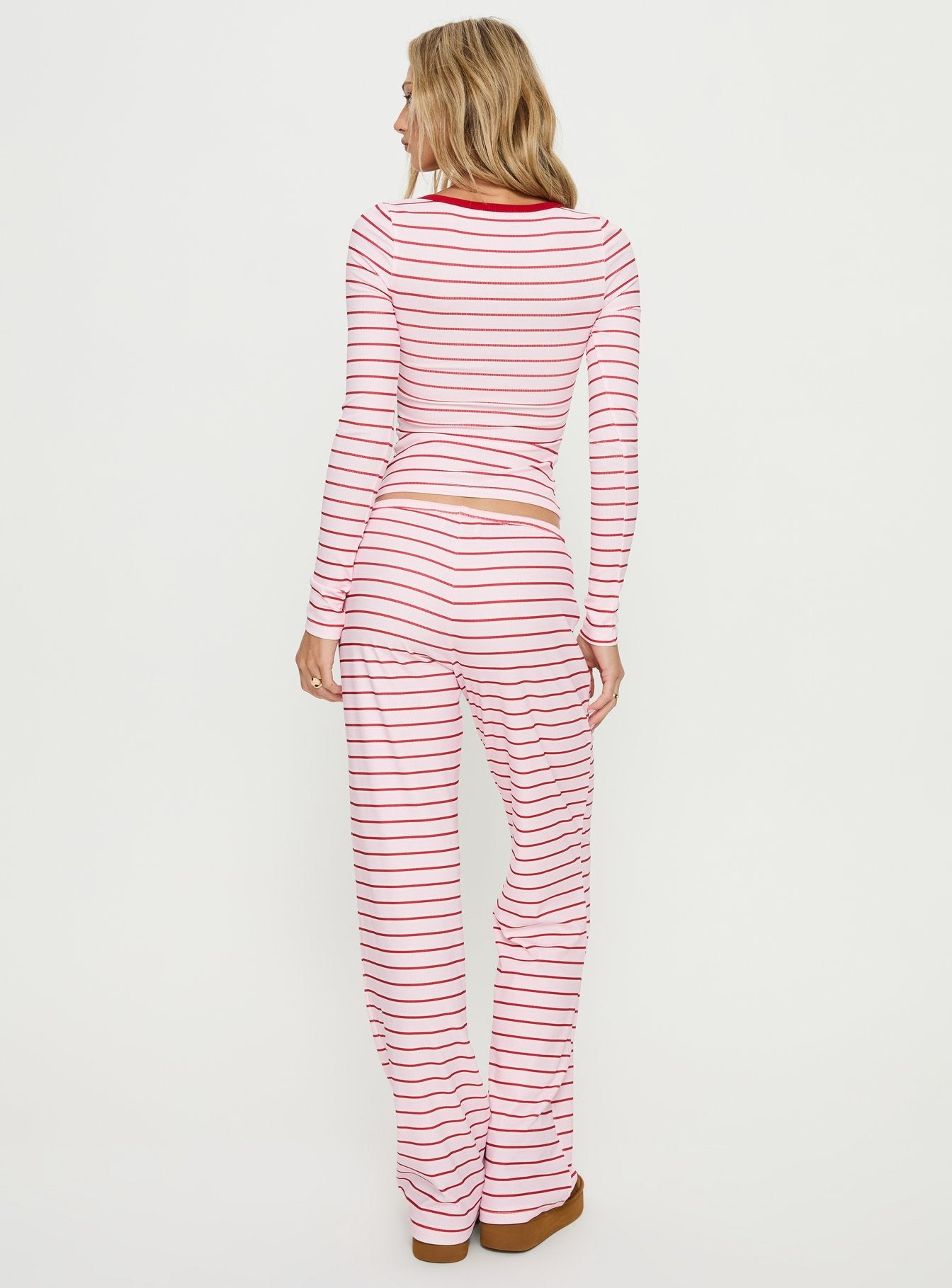 Slumber Party Sleep Rib Pants Pink Stripe
