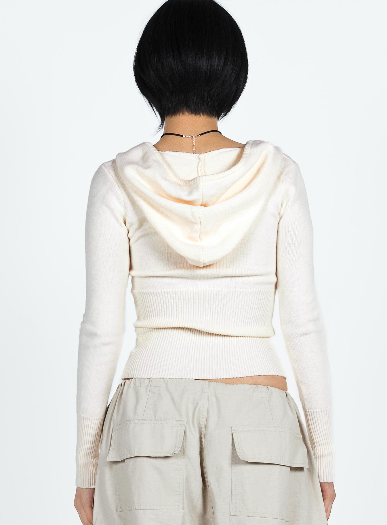 Elingford Zip Up Hooded Sweater Cream