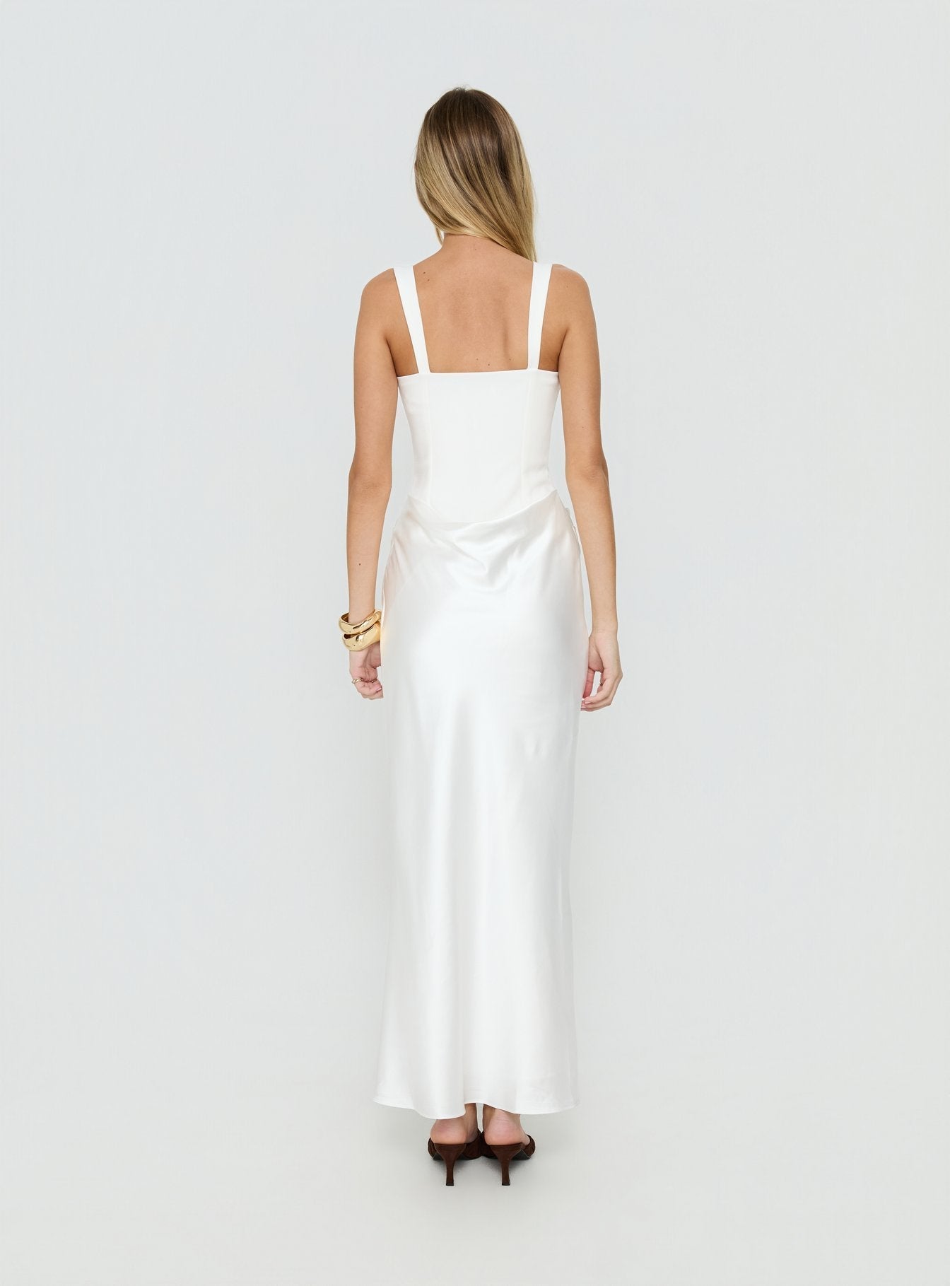Ryana Corset Drape Maxi Dress White