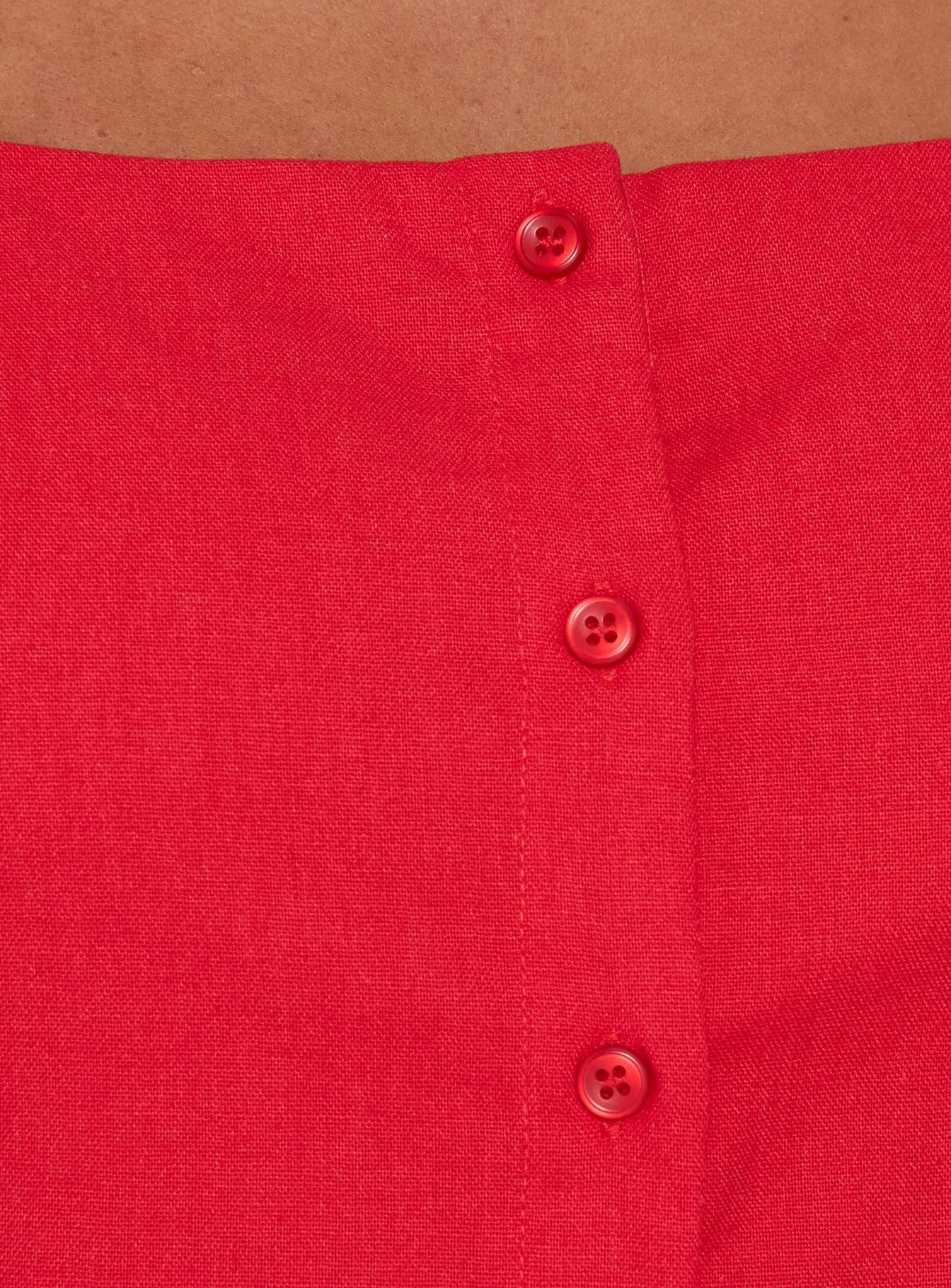 Tassia Square Neck Button Front Mini Dress Red