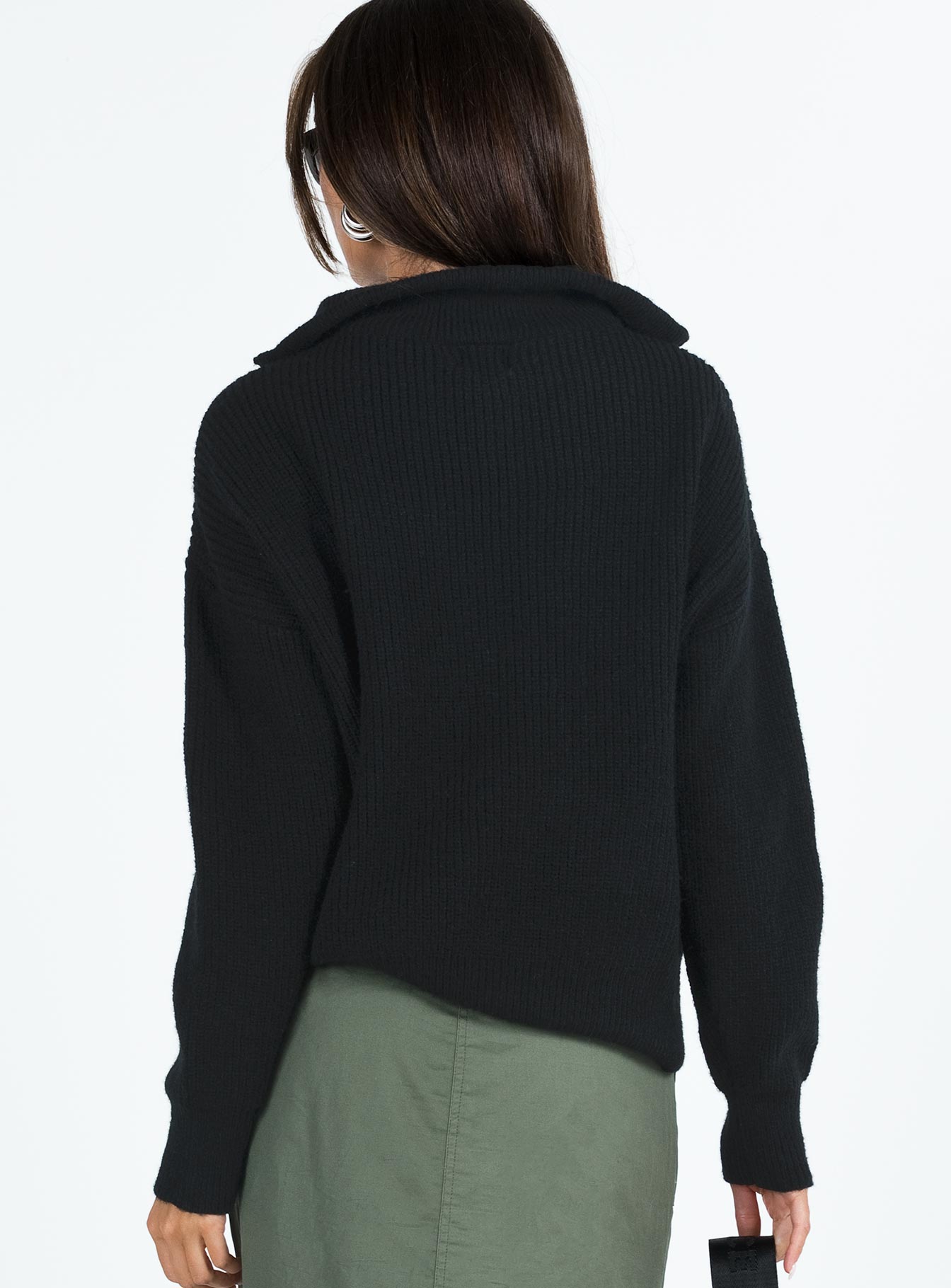 Ferry Zip Front Sweater Black