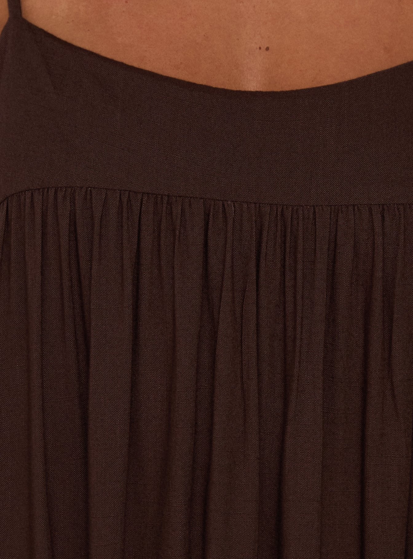 Wildah Linen Smock Maxi Dress Brown