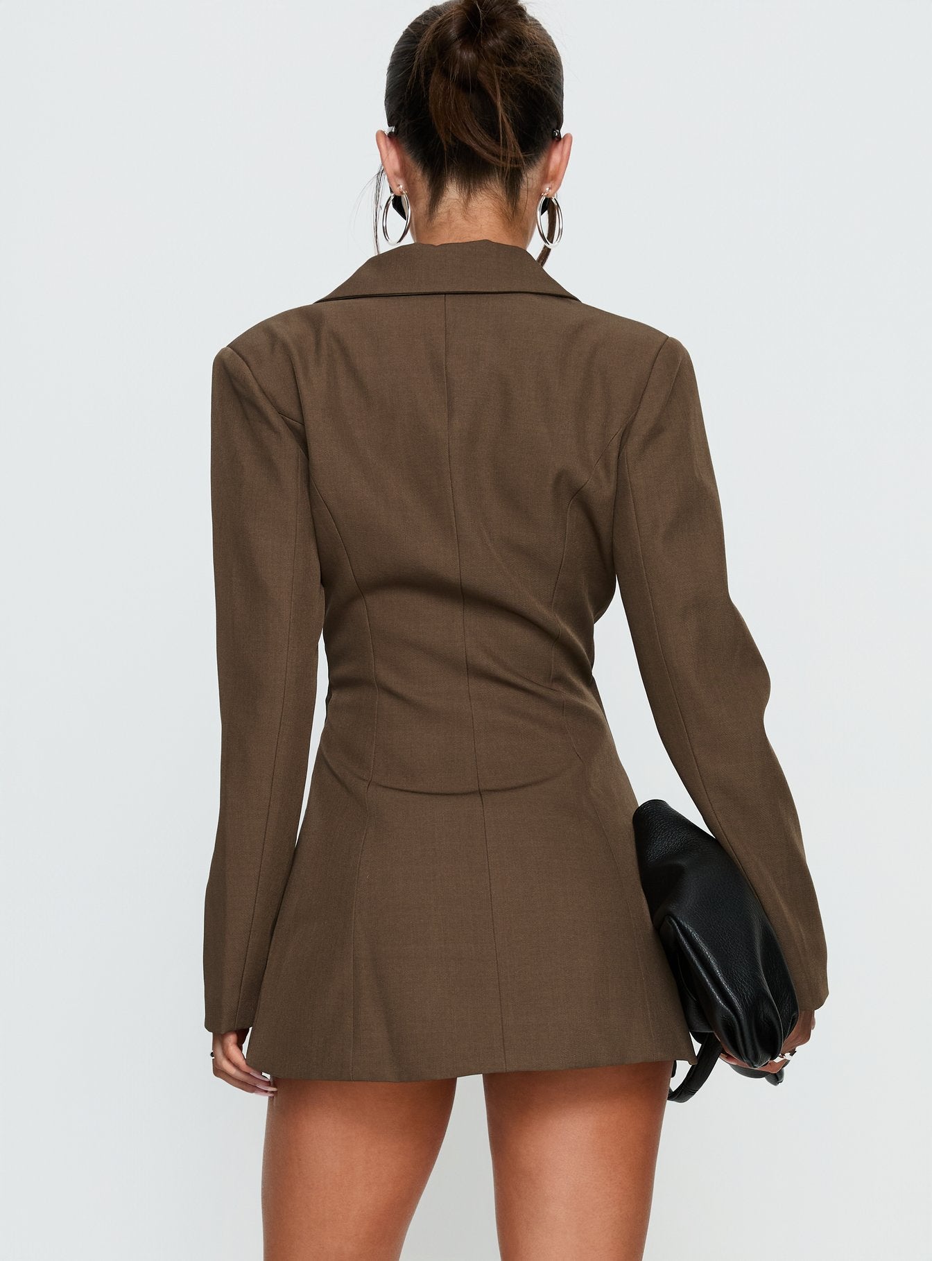 Kealy Plunge Neck Blazer Playsuit Brown