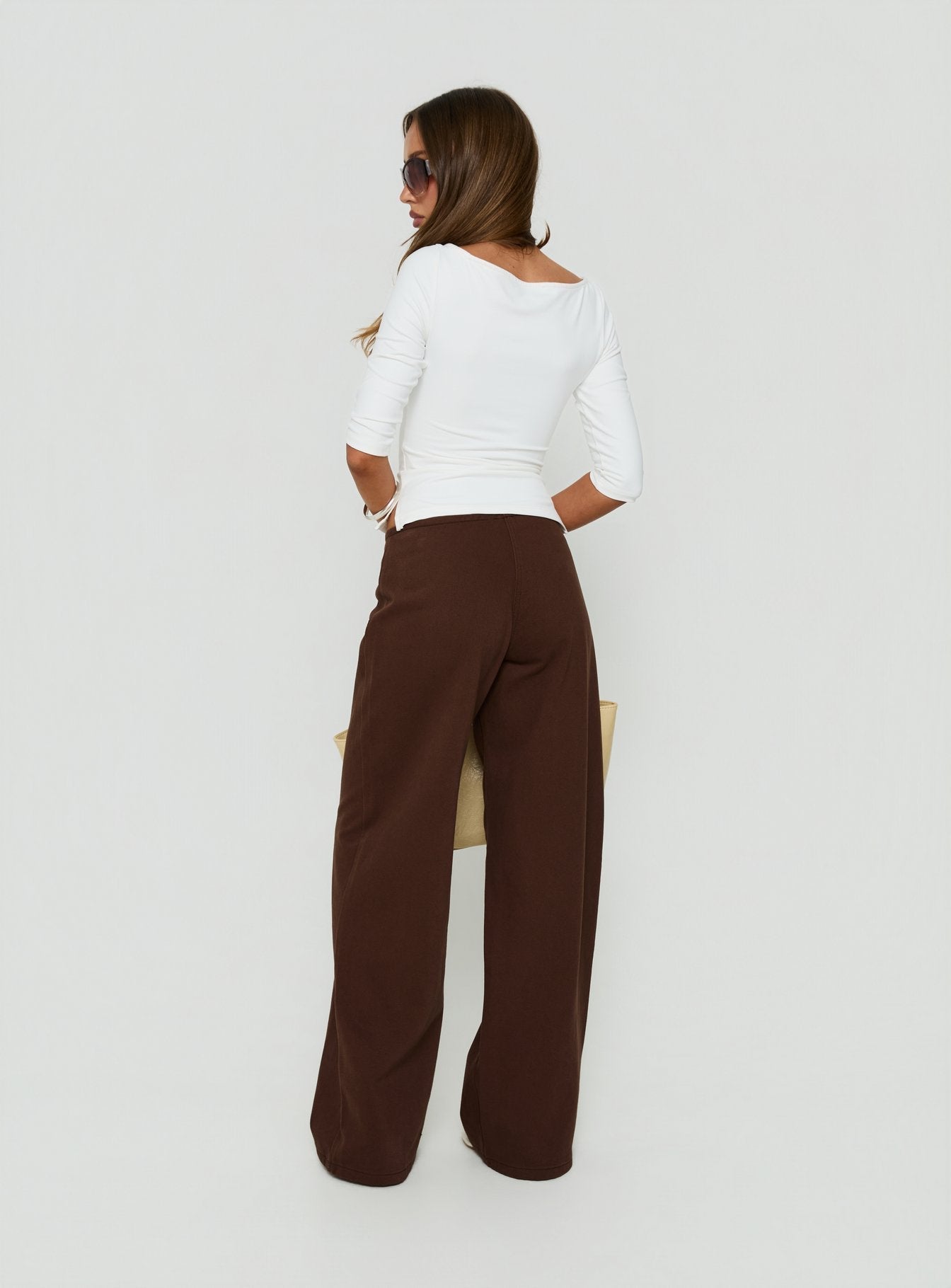 Hereos Mid Rise Baggy Leg Jeans Washed Chocolate
