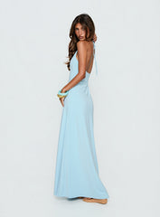 Palmas Halter Maxi Dress Baby Blue