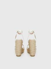 Jesper Espadrille Wedged Heels White Croc