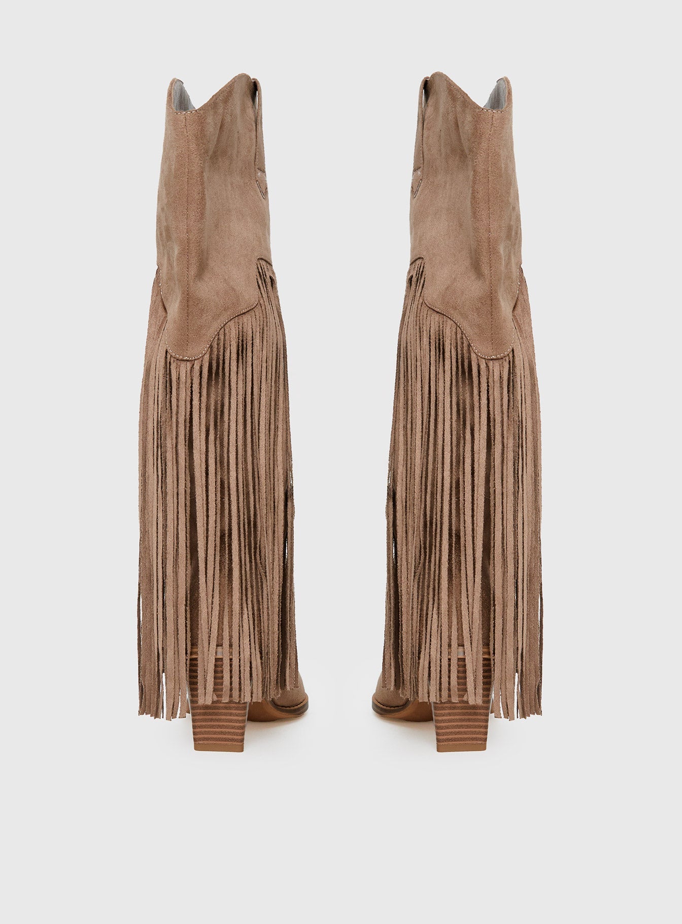 Like An Angel Faux Suede Tassel Knee High Boots Tan