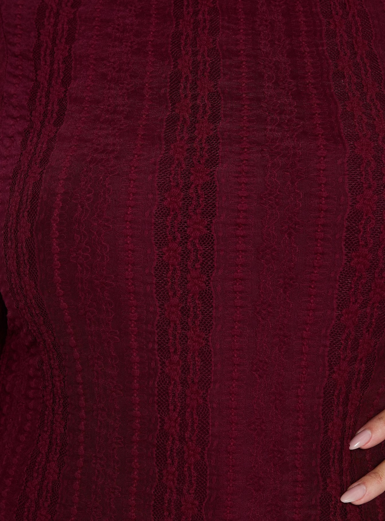 Delandra Long Sleeve Textured Playsuit Red Curve