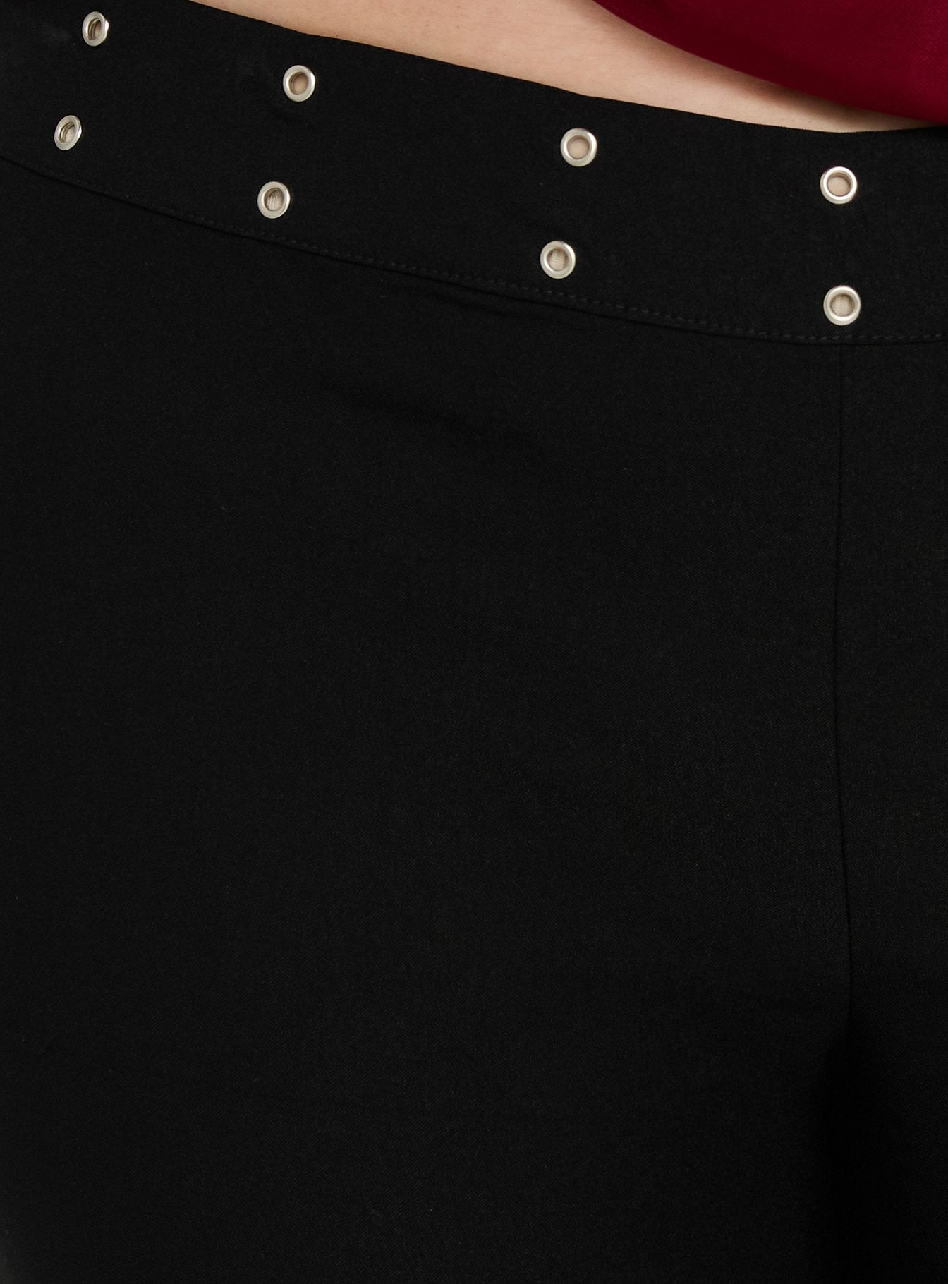 Yevina Eyelet Flare Pant Black Curve