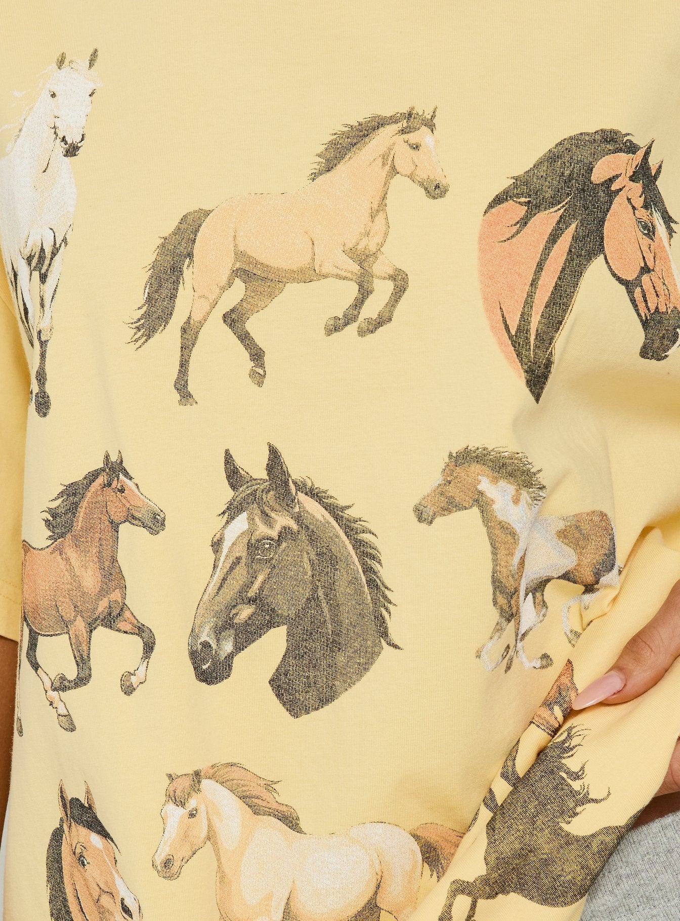 Horse Girl Oversized Graphic Tee Washed Yellow