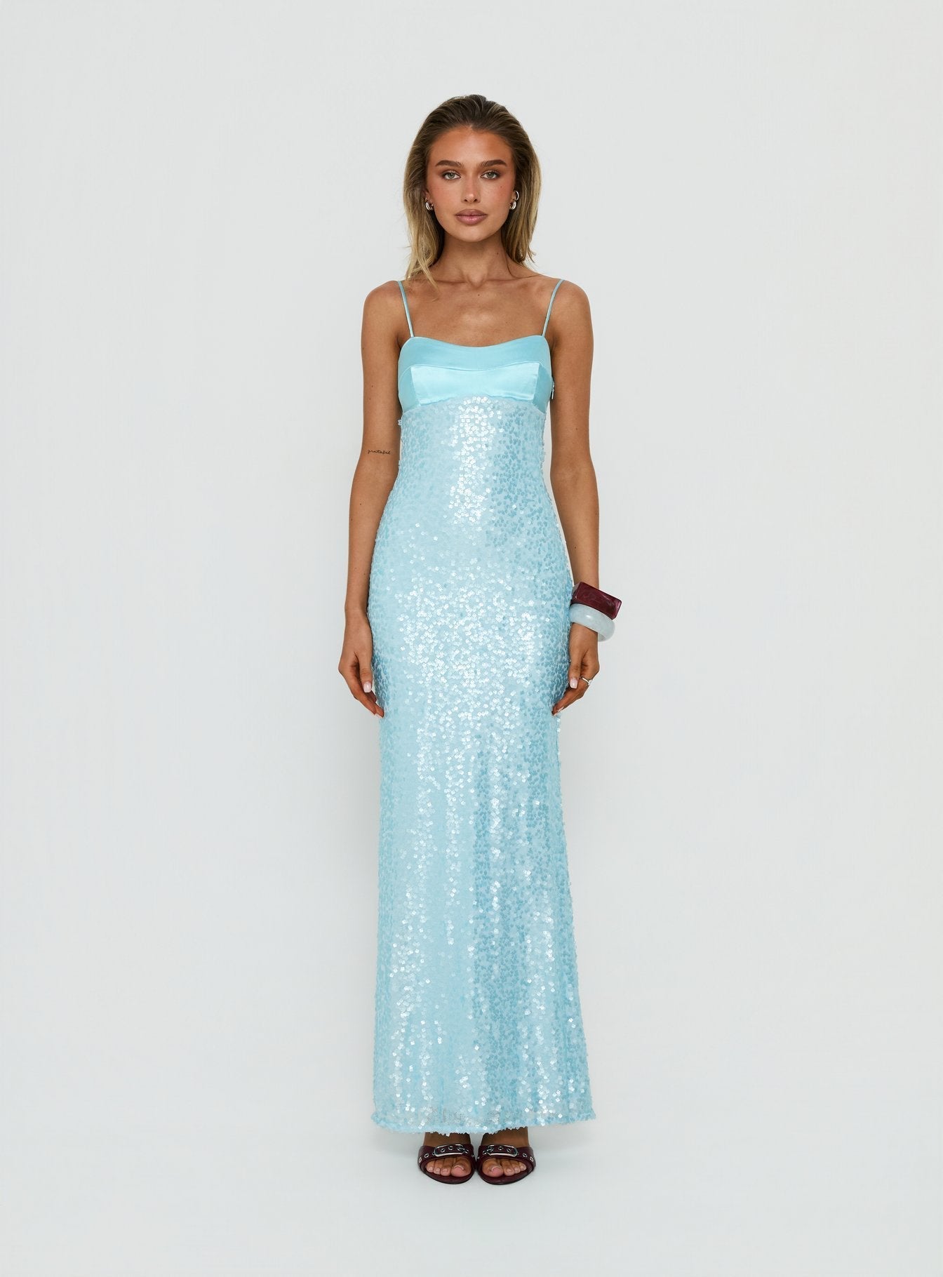 Every Lifetime Sequin Maxi Dress Baby Blue