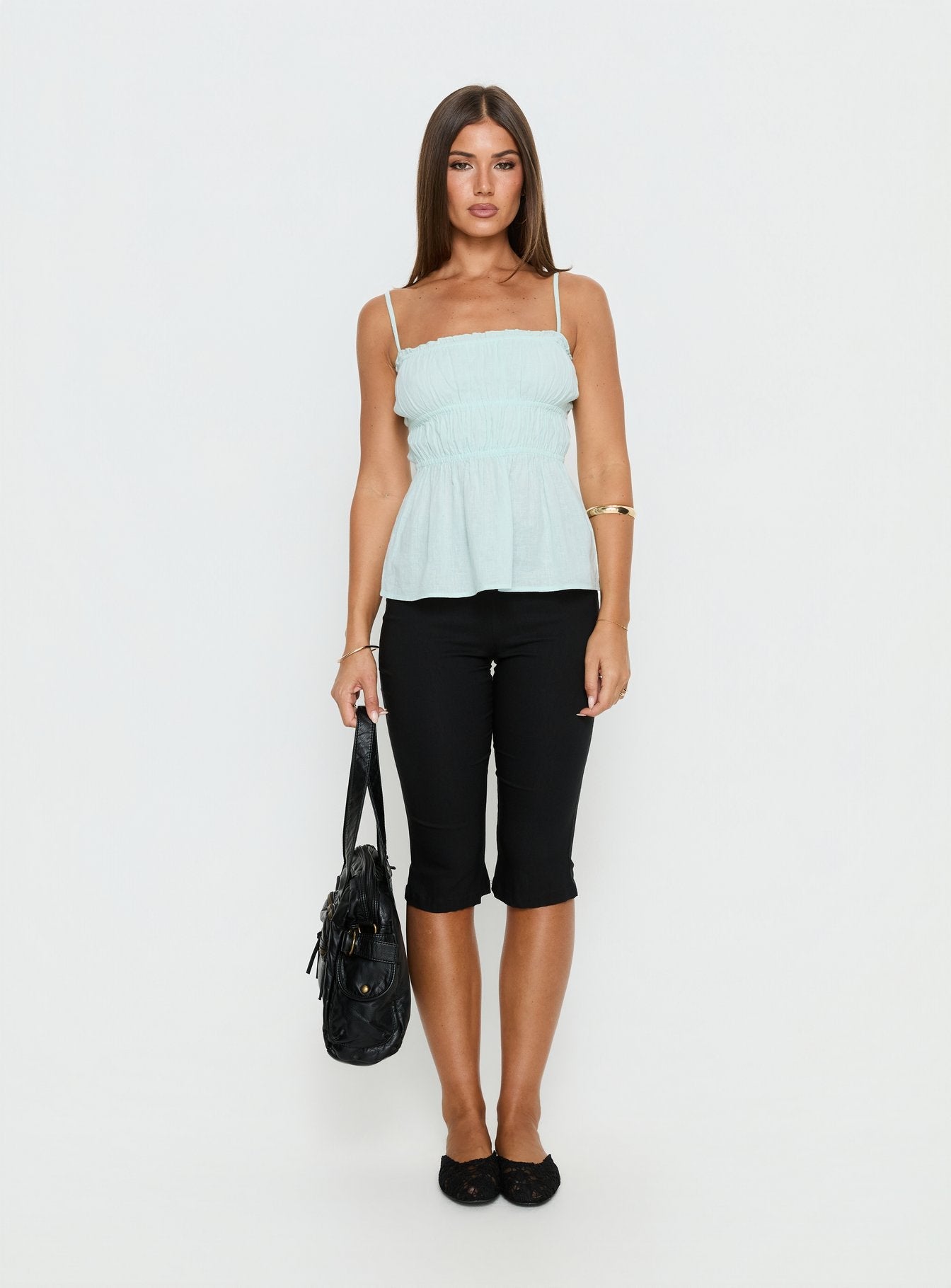 Rosecliff Ruched Longline Top Mint