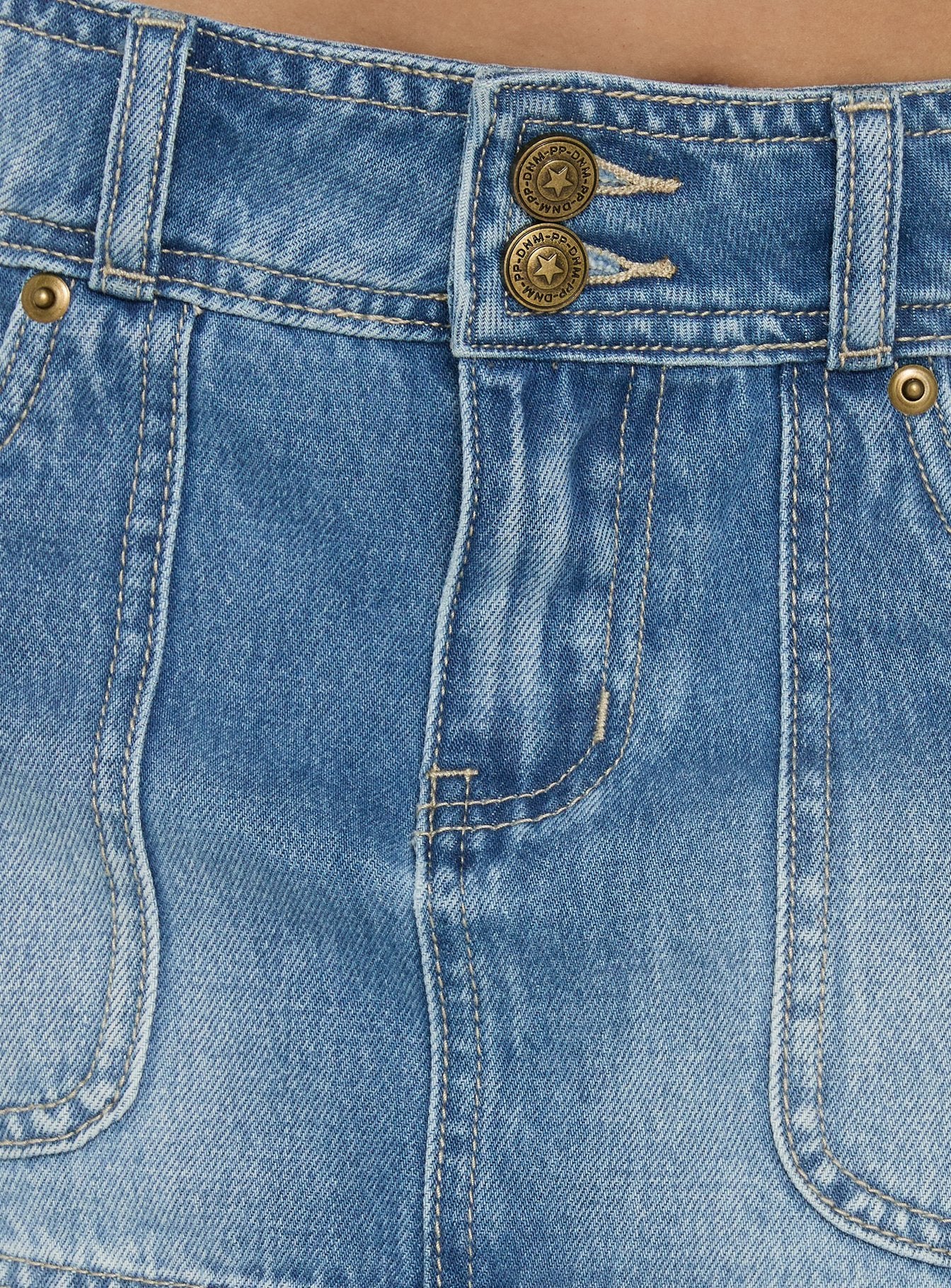 Moving Fast Denim Mini Skirt Mid Blue Wash