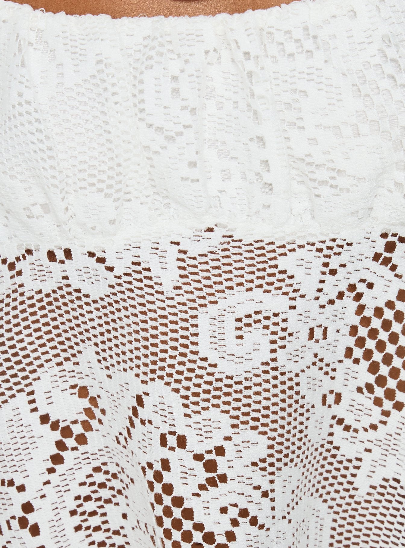 Solenne Sheer Crochet Lace Top White
