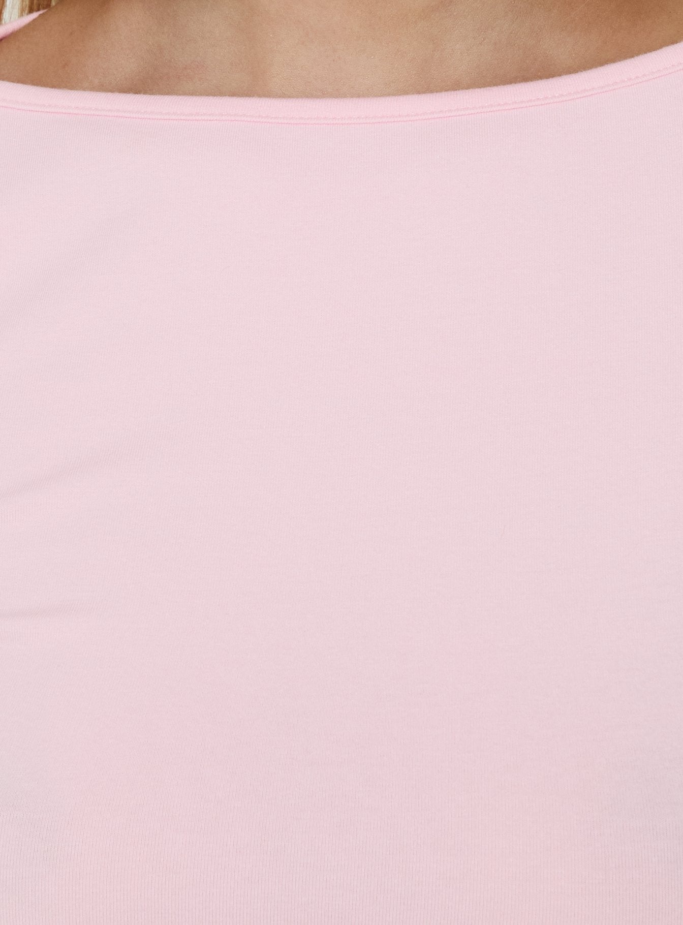 Myaah 3/4 Sleeve Curved Hem Top Pink