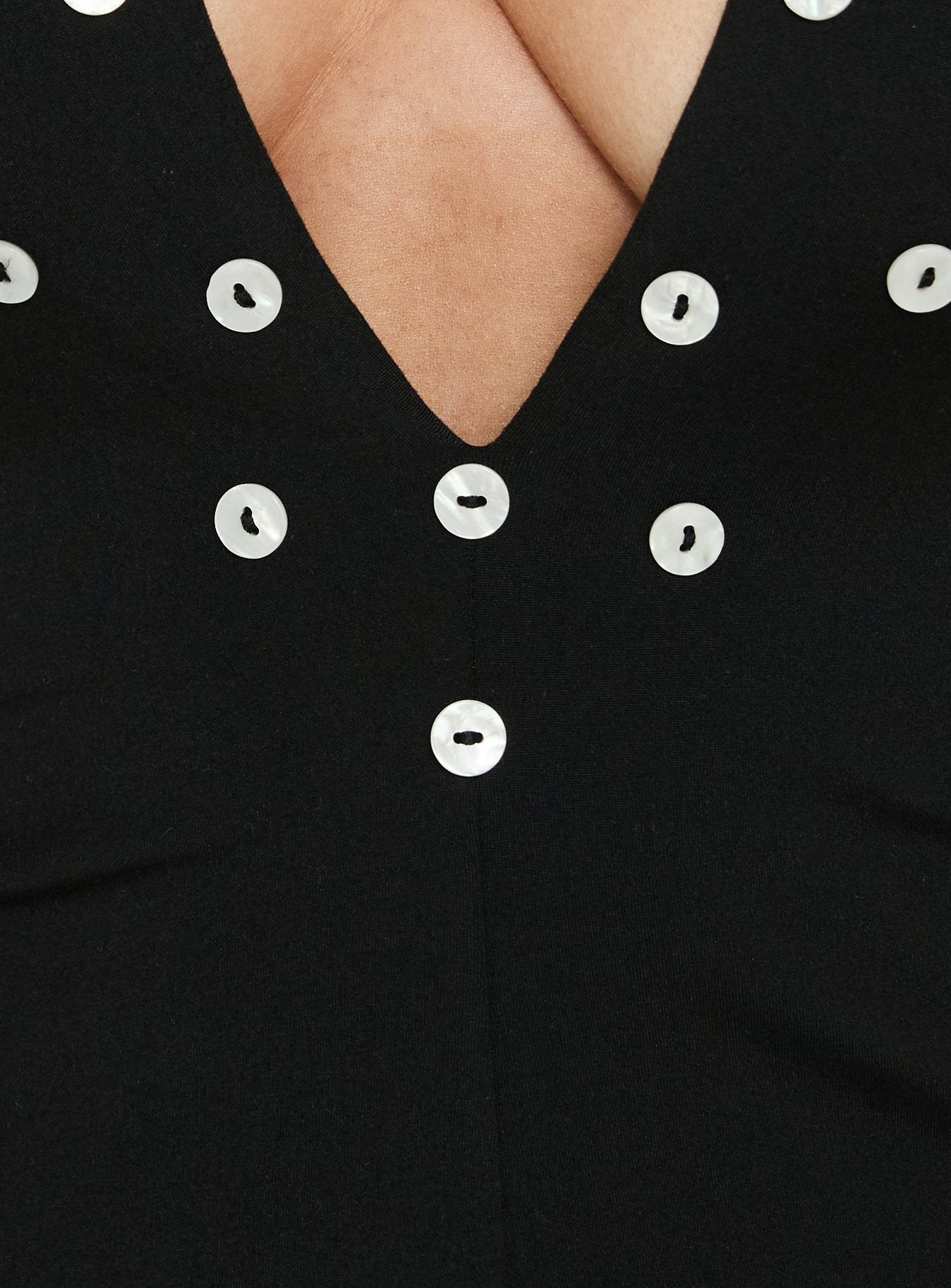 Junette Halter Button Mini Dress Black