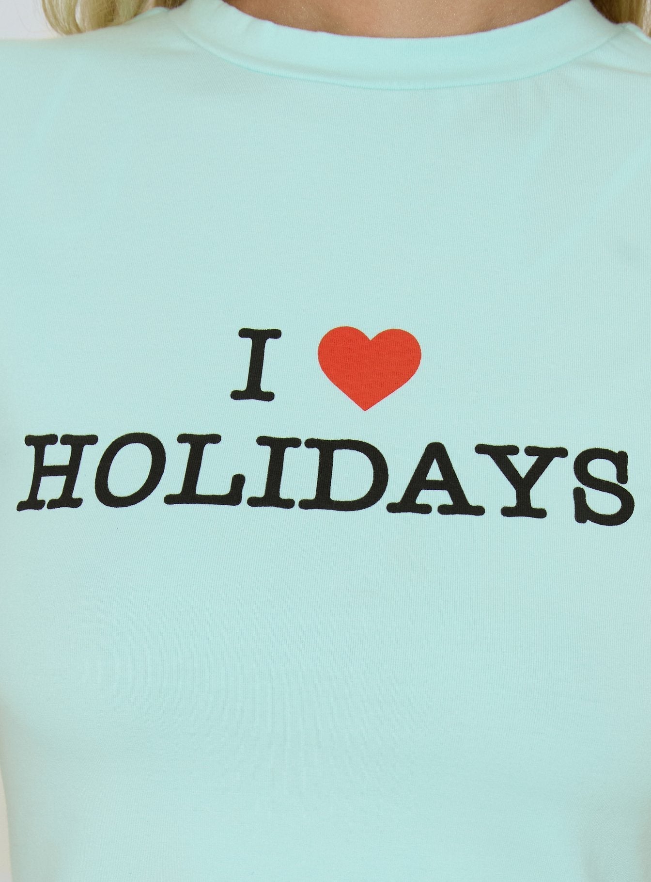 I Love Holidays Graphic Baby Tee Jelly Mint