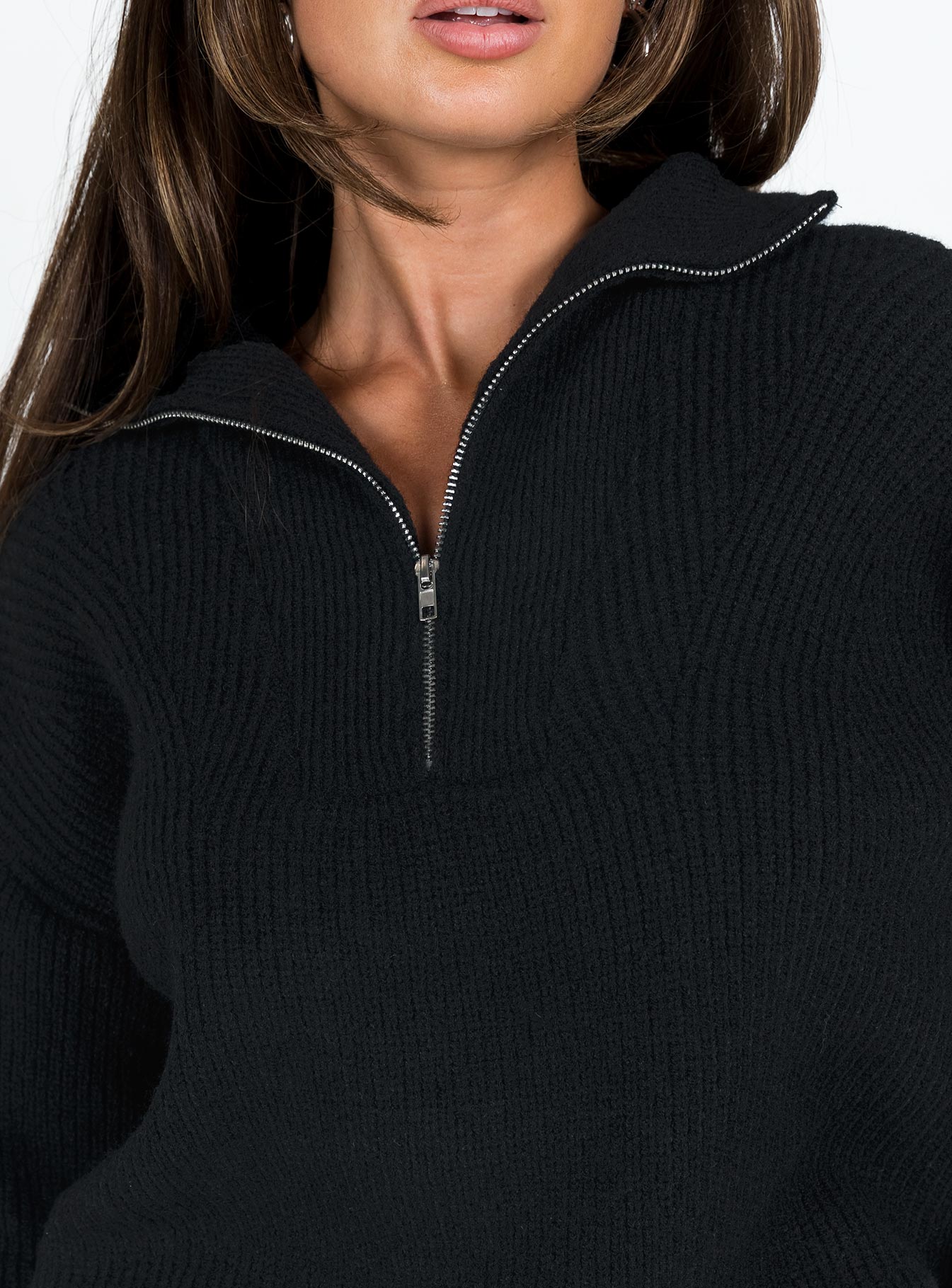 Ferry Zip Front Sweater Black