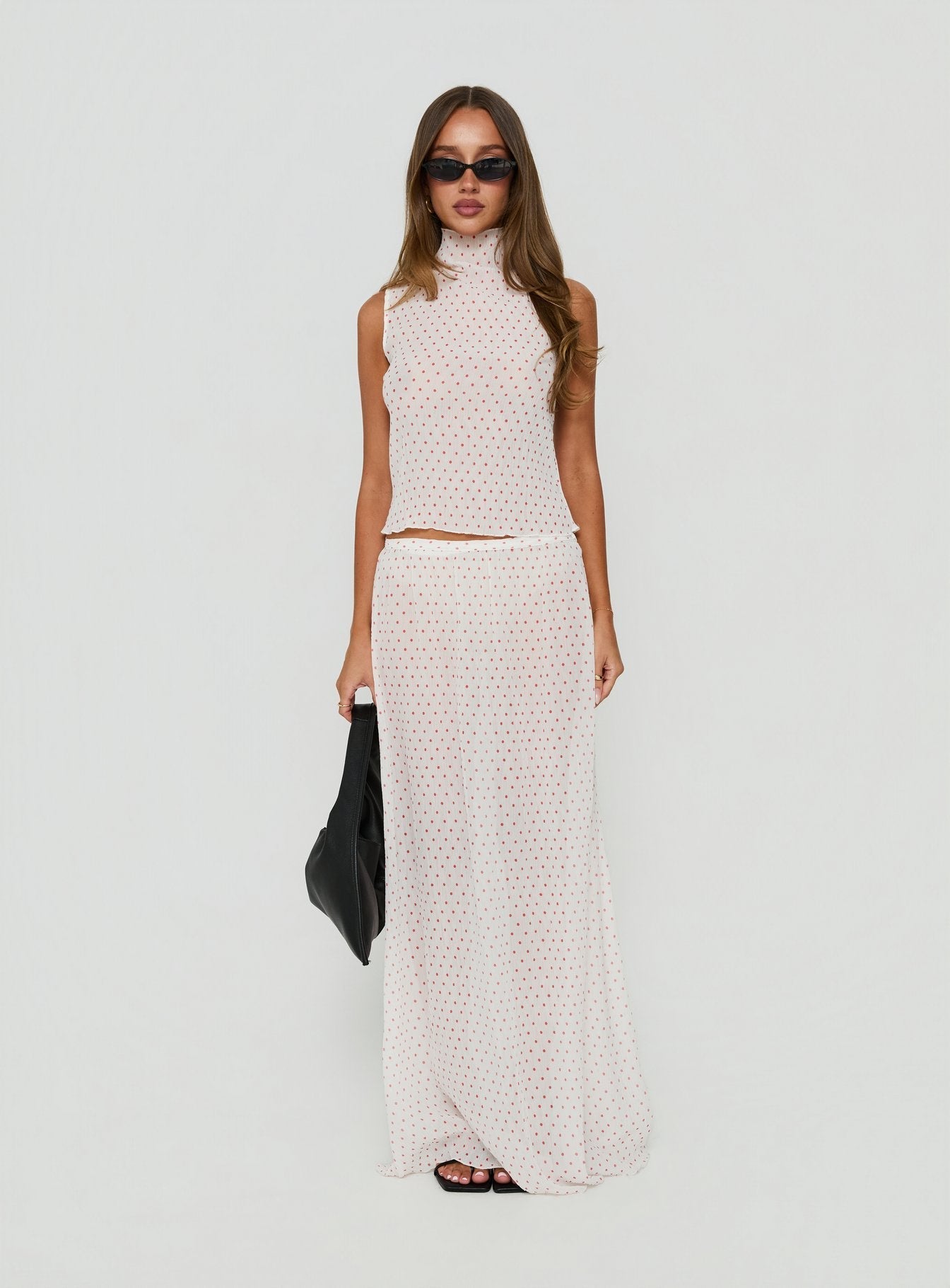 Ford Maxi Skirt White / Red Polka Dot