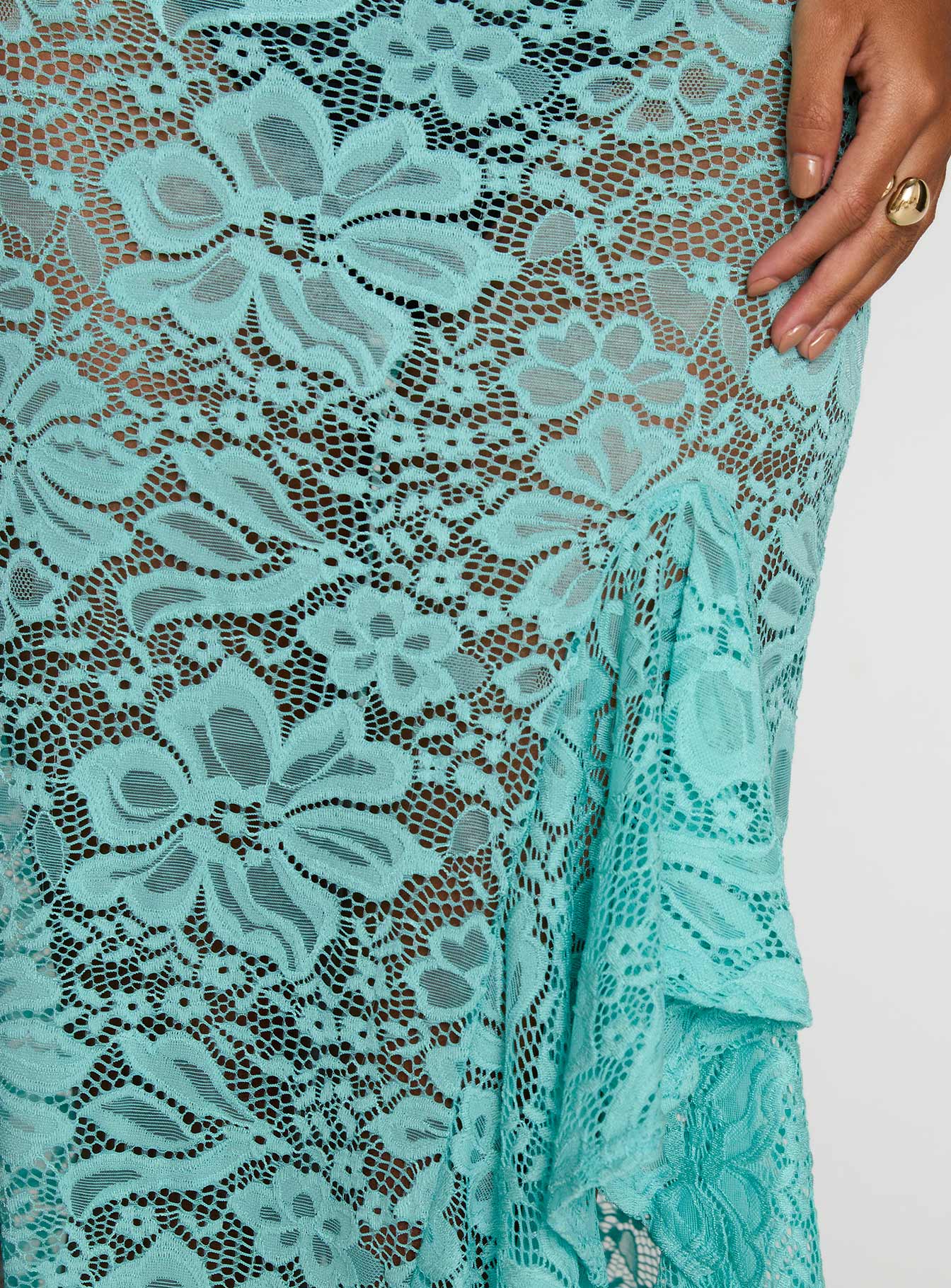 Bluemoon Lace Maxi Skirt Blue
