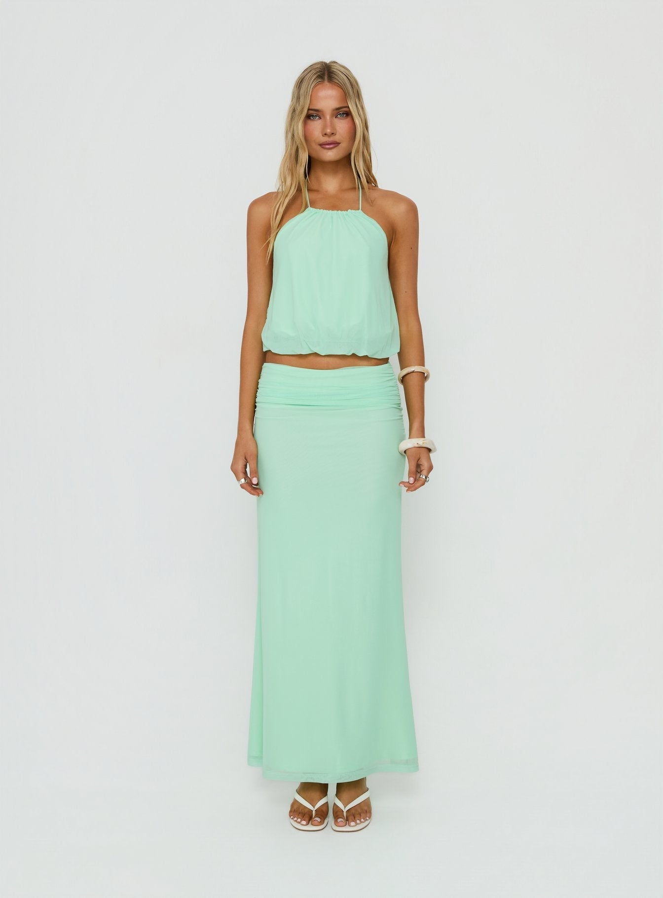 Wild Dune Tie Neck Top Green