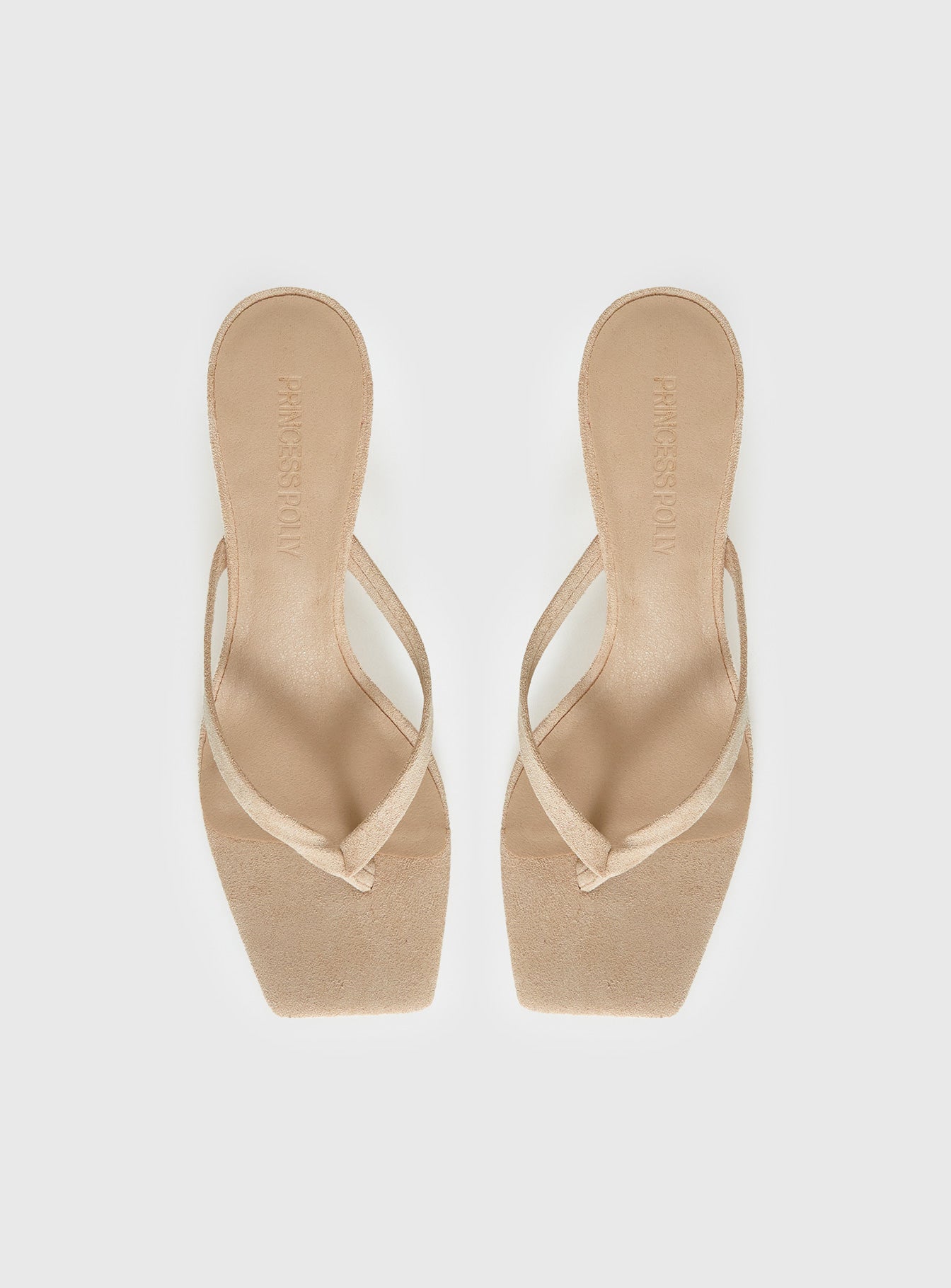 So Exclusive Faux Suede Thong Heels Tan