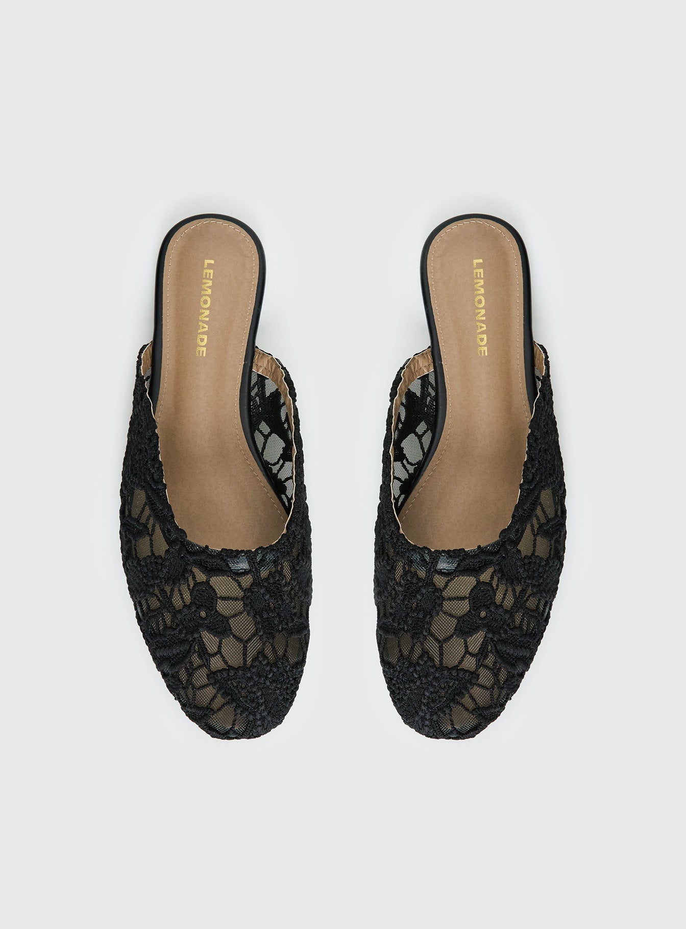 Gretta Lace Slip On Flats Black